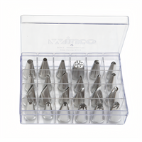 Winco 24-Piece Stainless Steel Cake Decorating Tip Set with Storage Box