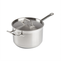 Premium 7-1/2 Qt Straight-Sided Stainless Steel Sauce Pan with Cover, Induction Ready