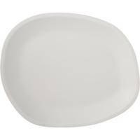 Ridge 13-Inch Oblong Melamine Platter, Cement, Matte Finish