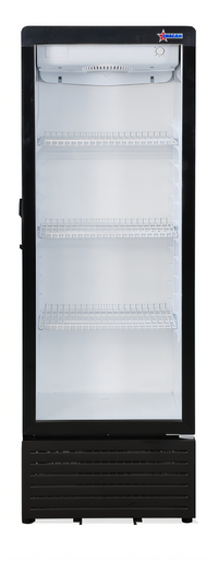 Omcan Black Single-Section Glass Door Reach-In Refrigerator Showcase, 7.7 Cu. Ft., Bottom Mount