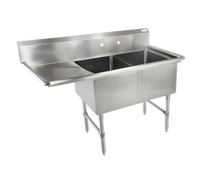 John Boos B Series 2-Compartment Sink with 18-Inch Left Drainboard