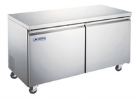 Aurora 60-Inch Two-Section Undercounter Reach-In Refrigerator, 15 Cu. Ft., Stainless Steel, Self-Contained