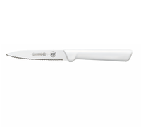 Mundial 4-Inch Serrated Spear Point Paring Knife with White Polypropylene Handle