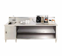 Advance Tabco 108-Inch Beverage Table with Left Sink, Urn Trough, and Enclosed Stainless Steel Base