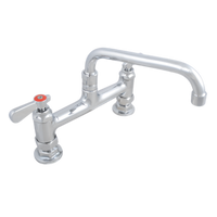 John Boos Heavy Duty Lead-Free Deck-Mount Manual Faucet with 8-Inch Swing Spout, 8-Inch Centers, Chrome Finish