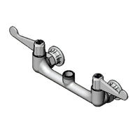 Equip 8-Inch Wall-Mount Pre-Rinse Faucet Without Nozzle, Ceramic Cartridges, 4-Inch Wrist Handles