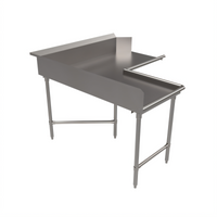 BK Resources Corner L-Shaped Clean Dishtable, 60 x 72 Inches, Right-to-Left, 16/304 Stainless Steel