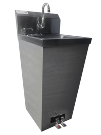 Steel Works Stainless 18-Gauge 304 Stainless Steel Pedestal Hand Sink with Gooseneck Faucet and Soap Dispenser