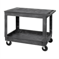 Quantum Gray Polymer Flat-Top Utility Bus Cart, 2 Shelves, 40 x 26 x 32-1/2 Inches