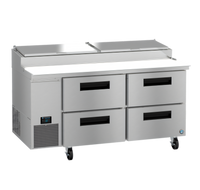 Hoshizaki Steelheart PR67B-D4 67 Inch Two-Section Pizza Prep Table with Drawers