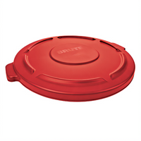 BRUTE 32 Gallon Flat Trash Can Lid, Red Plastic