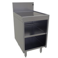 Glastender 18-Inch Wide Underbar Drainboard Cabinet Base with Open Front, 24-Inch Deep, Stainless Steel