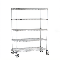 Metro Super Erecta 5-Tier Wire Stem Caster Cart, 48 x 24 x 68 Inches, Chrome Plated