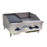 Comstock-Castle 30-Inch Countertop Gas Char-Broiler/Griddle Combination, 76,000 BTU
