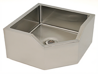 Eagle Group Corner Floor-Mounted 304 Stainless Steel Mop Sink with Drop Edge, Full Skirt, and 24 x 24 x 8-Inch Bowl