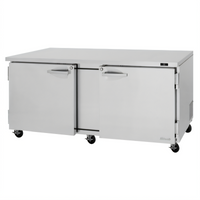 Turbo Air PRO Series 72-5/8-Inch Two-Section Undercounter Refrigerator, 18.8 Cu. Ft., Solid Doors, R-290