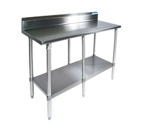 BK Resources 96-Inch x 24-Inch Stainless Steel 5-Inch Riser Work Table with Adjustable Undershelf