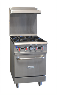 Serv-Ware 24-Inch Commercial Gas Range with 4 Open Burners and Standard Oven