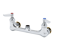 T&S Brass 8-Inch Wall-Mounted Double Pantry Sink Mixing Faucet, Less Nozzle