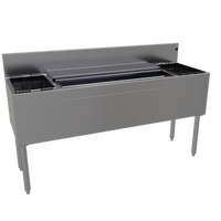 Glastender CBA-60-CP10 Stainless Steel Underbar Combo Ice Bin/Cocktail Unit with 10-Circuit Cold Plate and Dual Bottle Wells