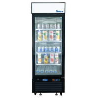 Atosa 1-Section Black Glass Door Refrigerator Merchandiser, 11.1 Cu. Ft., Bottom-Mount Self-Contained