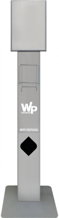 WipesPlus 14.6-Inch Gray Cart Wipe Stand with Built-In Trash Receptacle