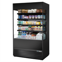 True 48-Inch Vertical Glass-Sided Open Air Merchandiser Refrigerator with 4 Adjustable Illuminated Shelves