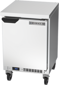 Beverage-Air 20-Inch Single-Section Shallow Depth Worktop Freezer with Solid Door and Flat Top
