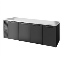 True Premier Bar 108-Inch Four-Door Left-Side Self-Contained Refrigerated Back Bar Cooler
