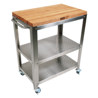 John Boos Cucina Culinarté 30-Inch Maple Top Work Cart with Stainless Steel Base