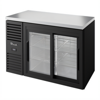 True Premier Bar 48-Inch Two-Section Sliding Glass Door Back Bar Cooler with Stainless Steel Top