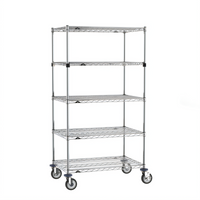 Super Erecta 36 x 24 x 68-Inch 5-Tier Chrome Plated Wire Stem Caster Cart
