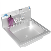 KoolMore Wall Mounted Stainless Steel Commercial Hand Sink with Gooseneck Faucet, 14 x 10 x 5-Inch Bowl