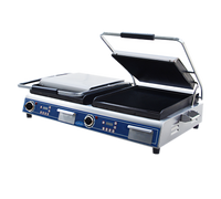 Globe Deluxe 14-Inch Double Countertop Electric Sandwich/Panini Grill with Smooth Cast Iron Plates