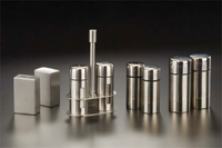 American Metalcraft 1-1/2 oz Round Stainless Steel Salt and Pepper Shaker Set, 3-1/2 in. H