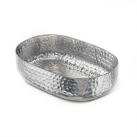 American Metalcraft 48 oz. Oval Hammered Aluminum Entrée Basket, Silver