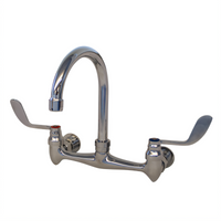 Advance Tabco Heavy-Duty Lead-Free Splash Mount Faucet with 6-Inch Gooseneck Spout, 8-Inch O.C., and Wrist Blade Handles