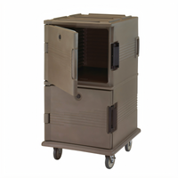 Cambro Ultra Camcart® Front-Loading Double-Compartment Insulated Food Pan Carrier, 120 Qt. Per Compartment, HD Casters, Granite Sand