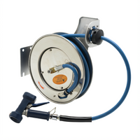 T&S Brass Open Stainless Steel Retractable Hose Reel with 35-Foot 1/2-Inch Hose and Rear Trigger Spray Valve