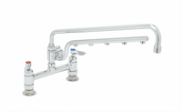 T&S Brass UltraRinse 8-Inch Adjustable-Center Deck Mount Mixing Faucet with 18-Inch Swing Nozzle and 16-Inch Spray Arm