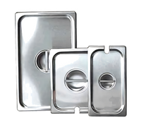 1/4 Size Solid Flat Lift-Off Steam Table Pan Cover with Recessed Handle, Stainless Steel