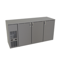 Glastender C2FB72 Two-Zone Front-Serviced Bar Profile Back Bar Cooler with Stainless Steel Top, 72 Inch, 3-Section