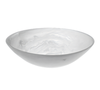 American Metalcraft Translucence Collection Medium Round Resin Serving Bowl, 84 1/2 oz., White Swirl