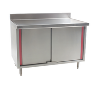 Eagle Group Spec-Master Marine Series Enclosed Work Table with Cabinet Base and Hinged Doors, 48 x 30 Inch, 14/304 Stainless Steel Top, 4-1/2 Inch Backsplash