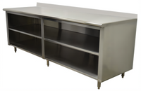 Advance Tabco Special Value Economy Open Base Work Table with 5-Inch Backsplash and Mid Shelf, 84 x 24 Inches