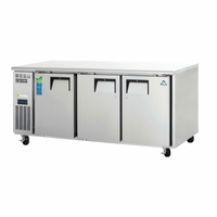 Everest Refrigeration ETR3 Three-Section Undercounter/Worktop Refrigerator with Stainless Steel Worktop, Solid Locking Doors, 22 Cu. Ft.