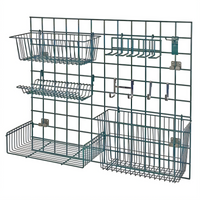 Quantum Store Grid Light-Duty Wall-Mount Starter Kit with Baskets, Shelf, and Hooks