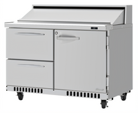 Turbo Air PRO Series 48 1/4-Inch Front Breathing 2-Section Sandwich/Salad Prep Table with 1 Door, 2 Drawers, and 12-Pan Top