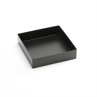 Twilight Square Break-Resistant Market Tray, 8-1/8 x 8-1/8 x 2 Inches, Black Metal