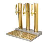 Skyline 3-Faucet Countertop Glycol-Cooled Draft Beer Station, PVD Brass Finish